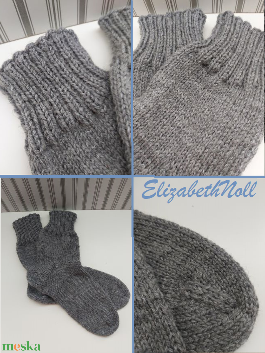 Középszürke színű, kézzel kötött, gyapjú zokni - ruha & divat - cipő & papucs - zokni - Meska.hu Középszürke színű, kézzel kötött, gyapjú zokni - ruha & divat - cipő & papucs - zokni - Meska.hu