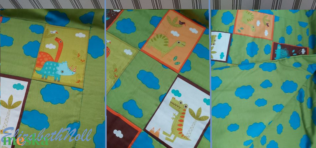 Dínós ágynemű szett - otthon & életmód - babaszoba, gyerekszoba - szett kiságyba - Meska.hu