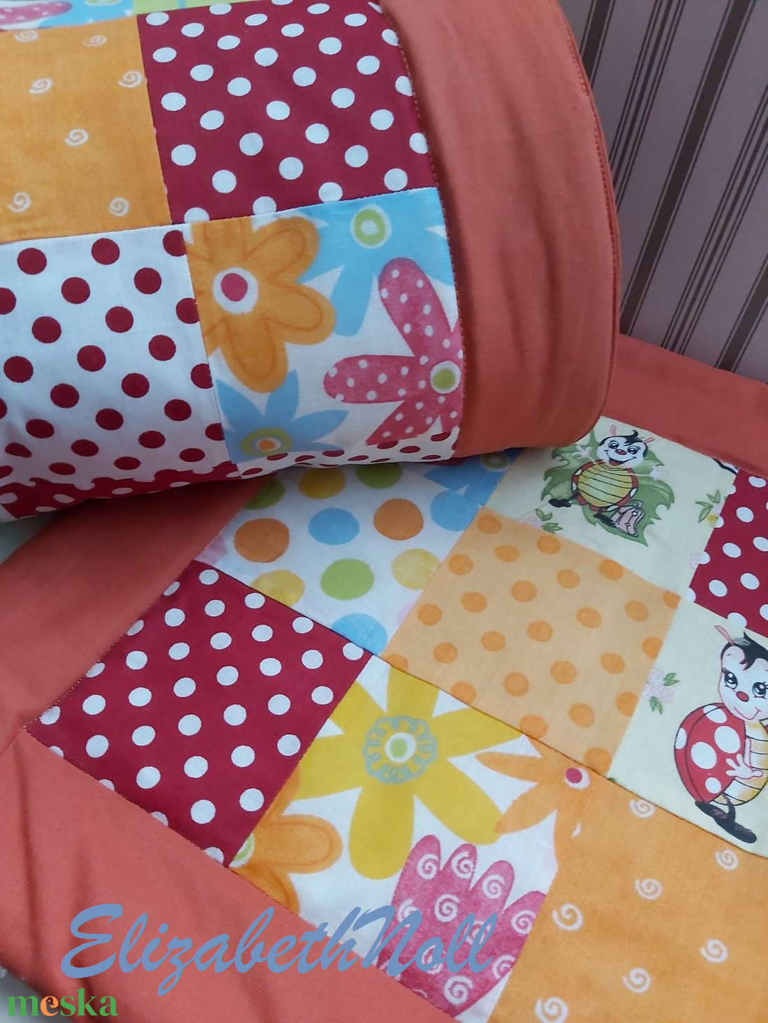 Katicás- pöttyös-virágos ágynemű szett - otthon & életmód - babaszoba, gyerekszoba - szett kiságyba - Meska.hu