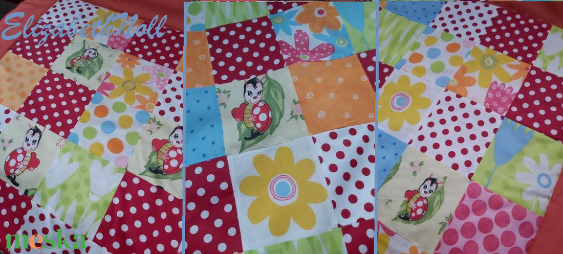 Katicás- pöttyös-virágos ágynemű szett - otthon & életmód - babaszoba, gyerekszoba - szett kiságyba - Meska.hu