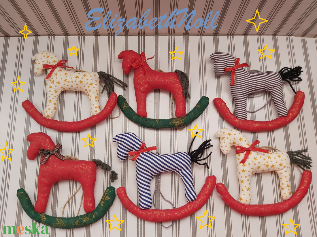 Karácsonyi hintalovacskák - karácsony - karácsonyi lakásdekoráció - karácsonyi lakásdíszek - Meska.hu