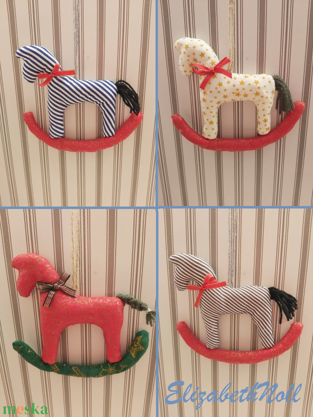 Karácsonyi hintalovacskák - karácsony - karácsonyi lakásdekoráció - karácsonyi lakásdíszek - Meska.hu