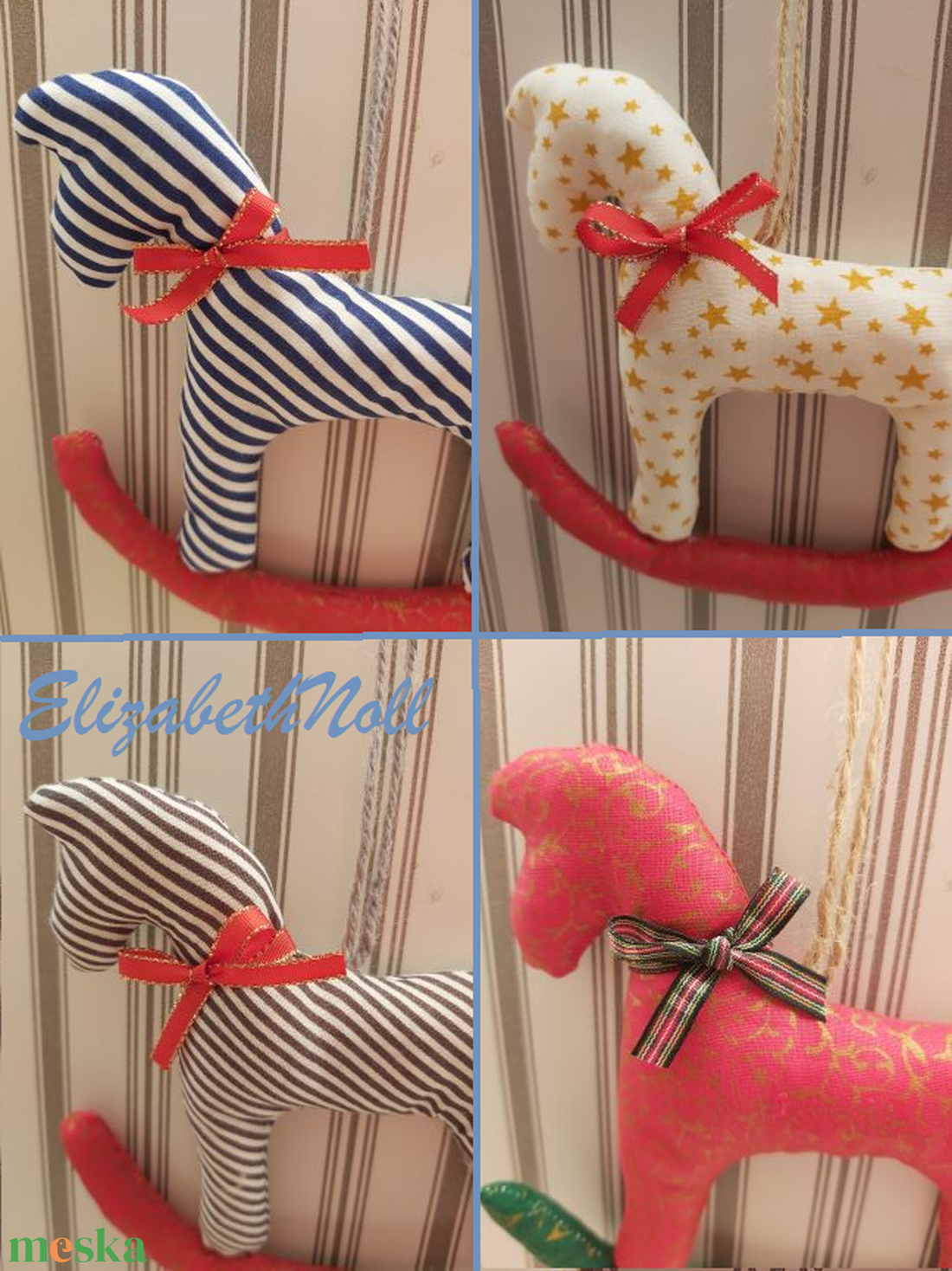 Karácsonyi hintalovacskák - karácsony - karácsonyi lakásdekoráció - karácsonyi lakásdíszek - Meska.hu