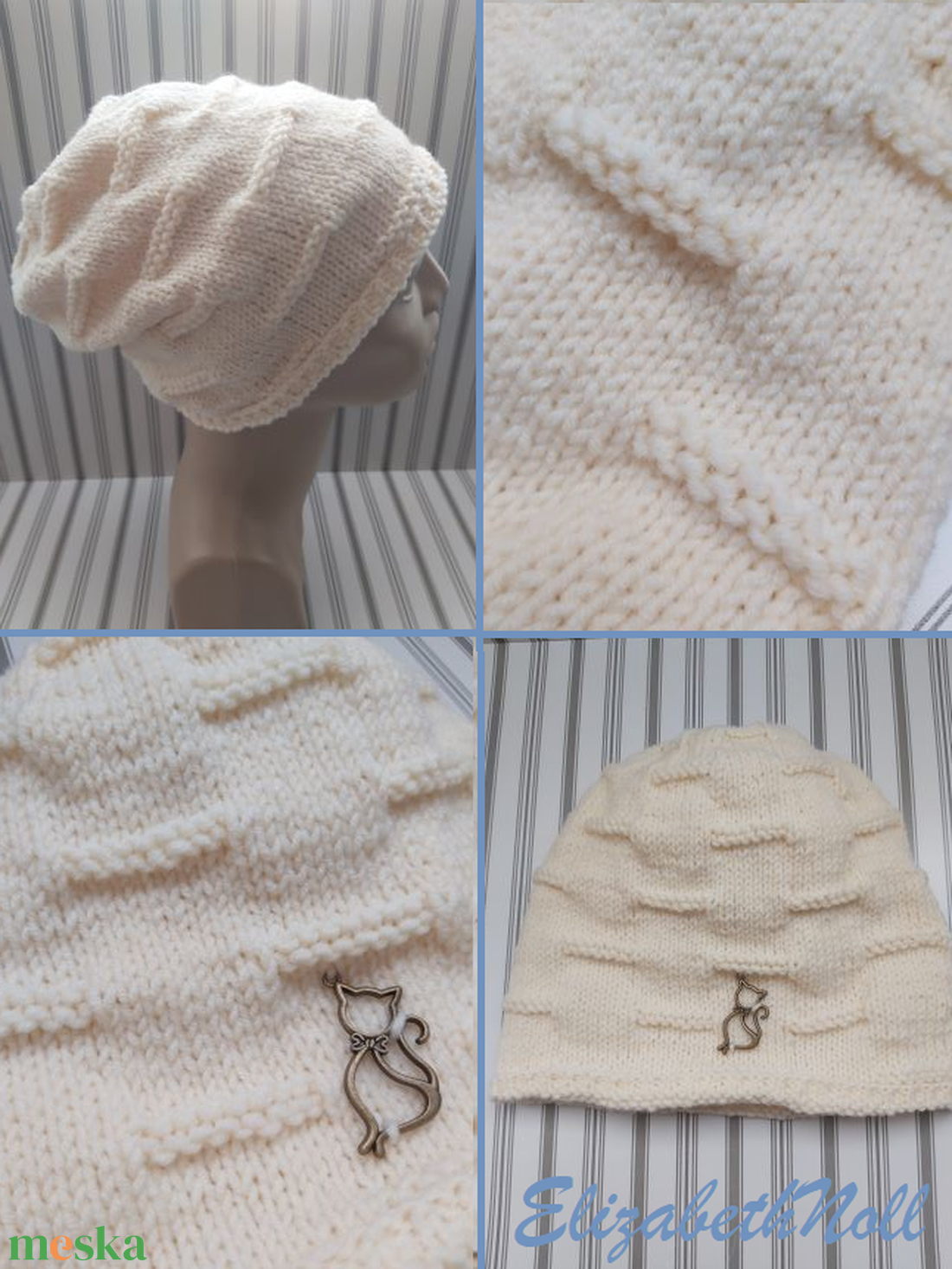 Cicás kötött sapka  - ruha & divat - sál, sapka, kendő - sapka - Meska.hu