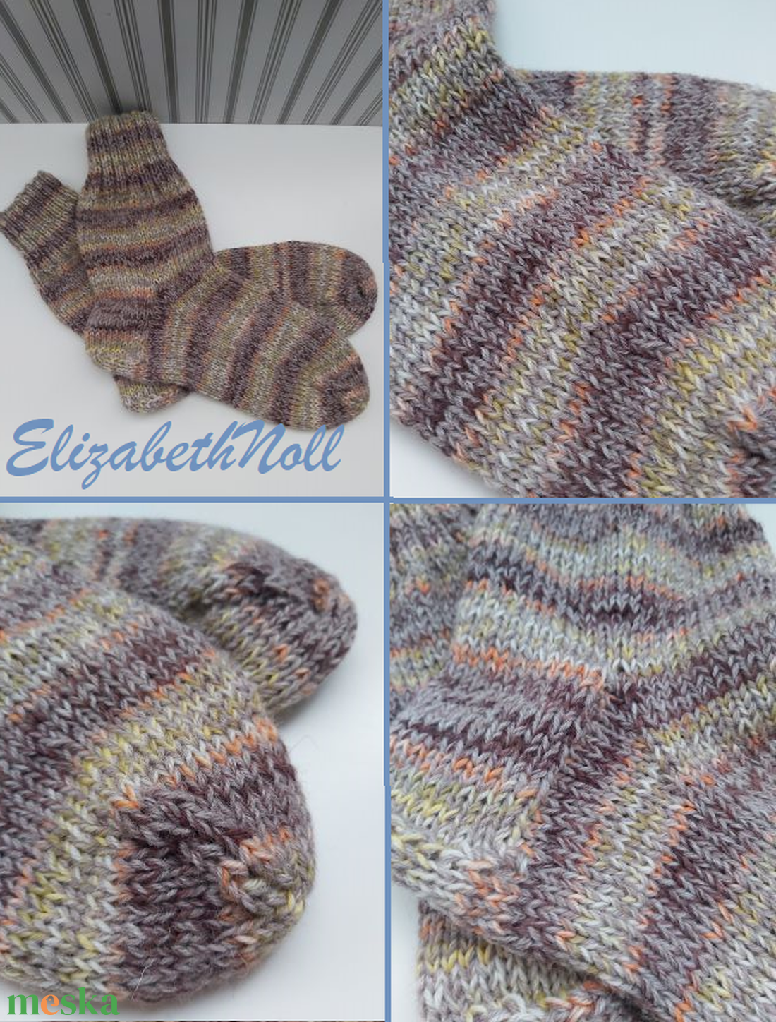 100%-ban természetes, kézzel kötött zokni - ruha & divat - cipő & papucs - zokni - Meska.hu