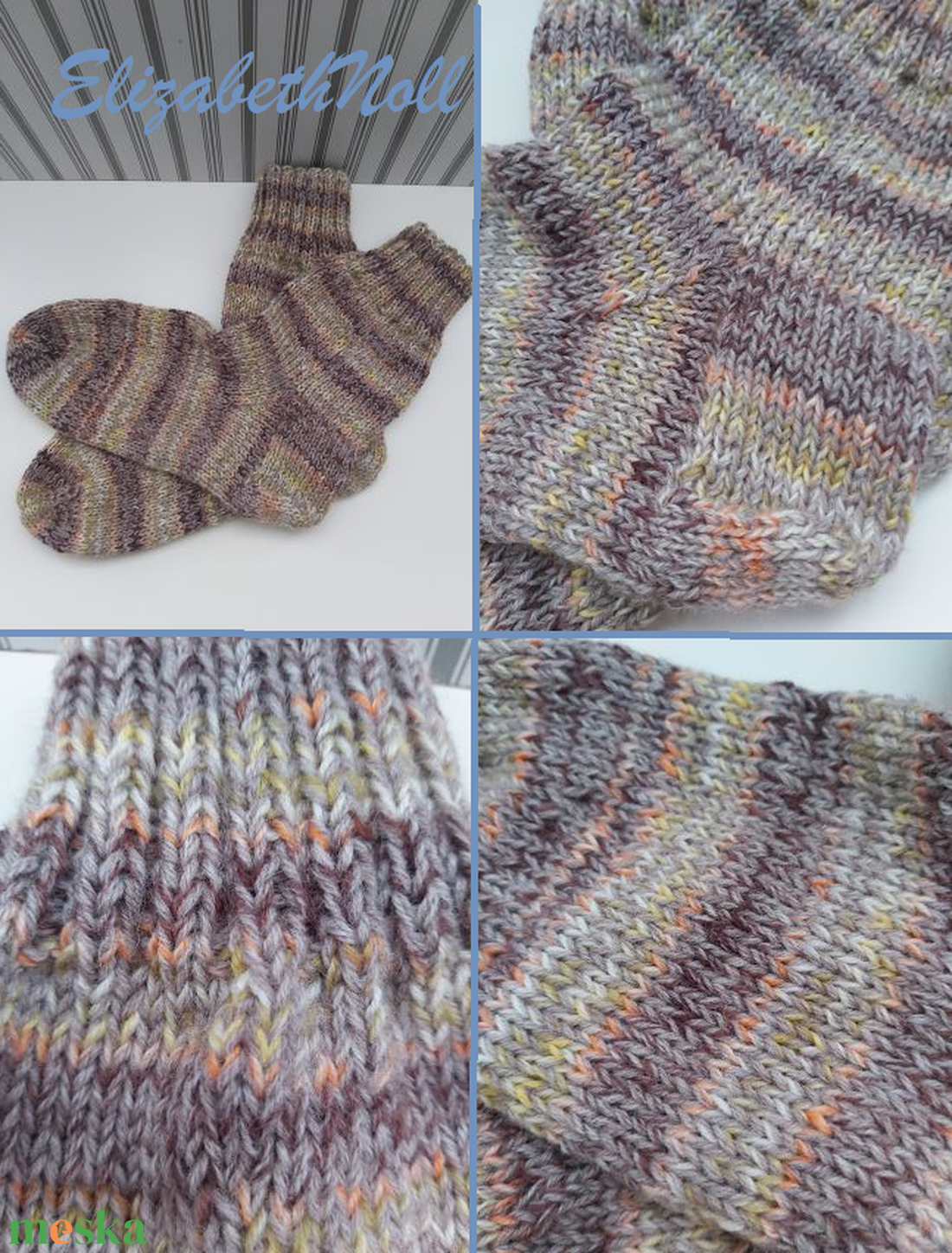 100%-ban természetes, kézzel kötött zokni - ruha & divat - cipő & papucs - zokni - Meska.hu