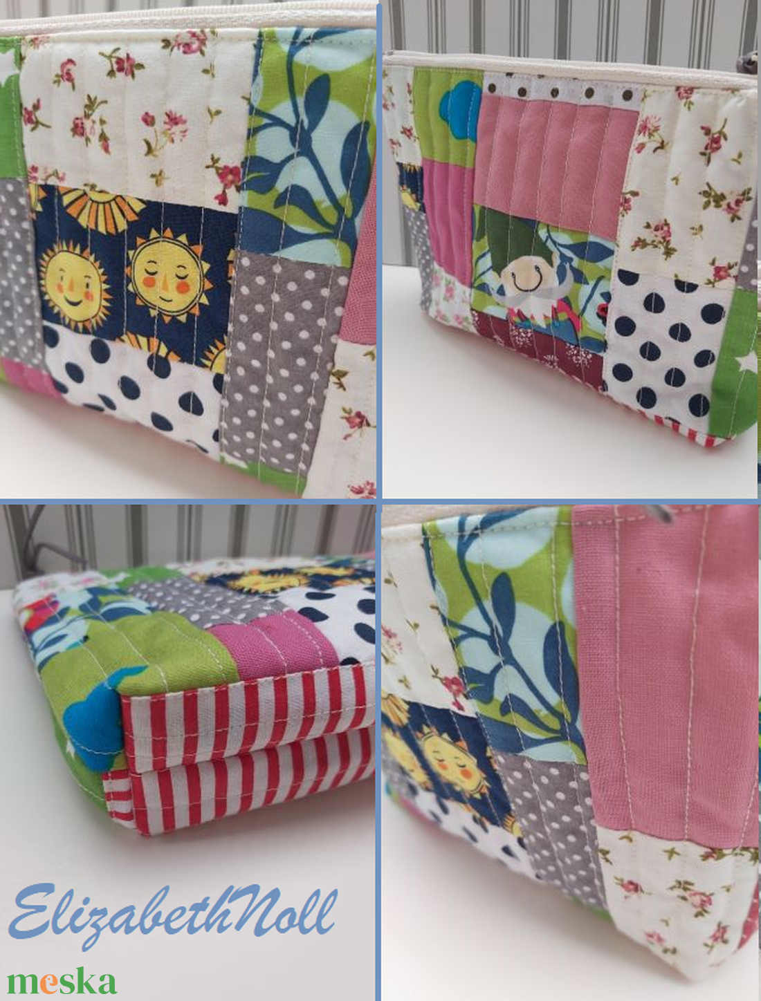 Napocskás patchwork tolltartó, neszesszer - otthon & életmód - papír, írószer - tolltartó & ceruzatekercs - Meska.hu