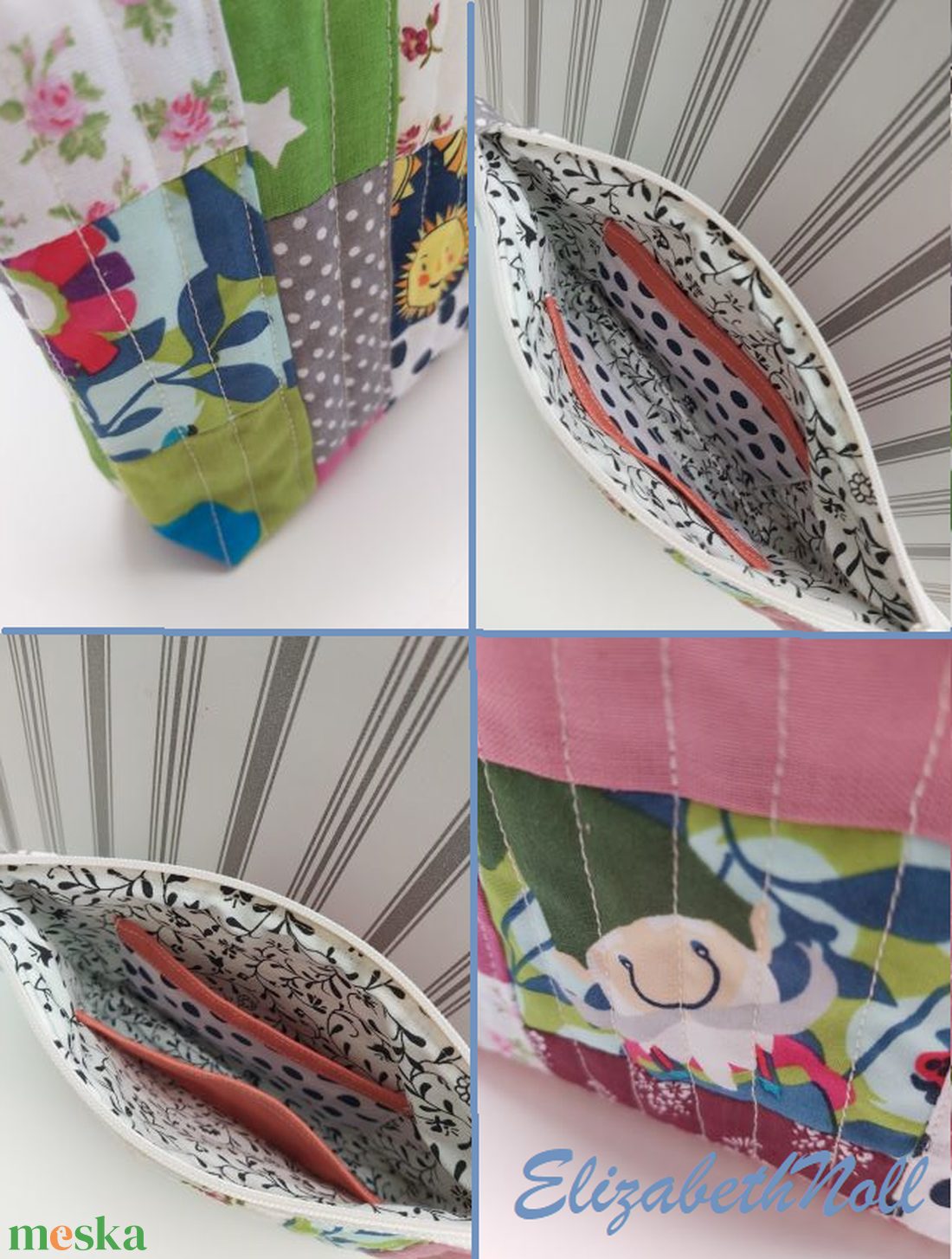 Napocskás patchwork tolltartó, neszesszer - otthon & életmód - papír, írószer - tolltartó & ceruzatekercs - Meska.hu