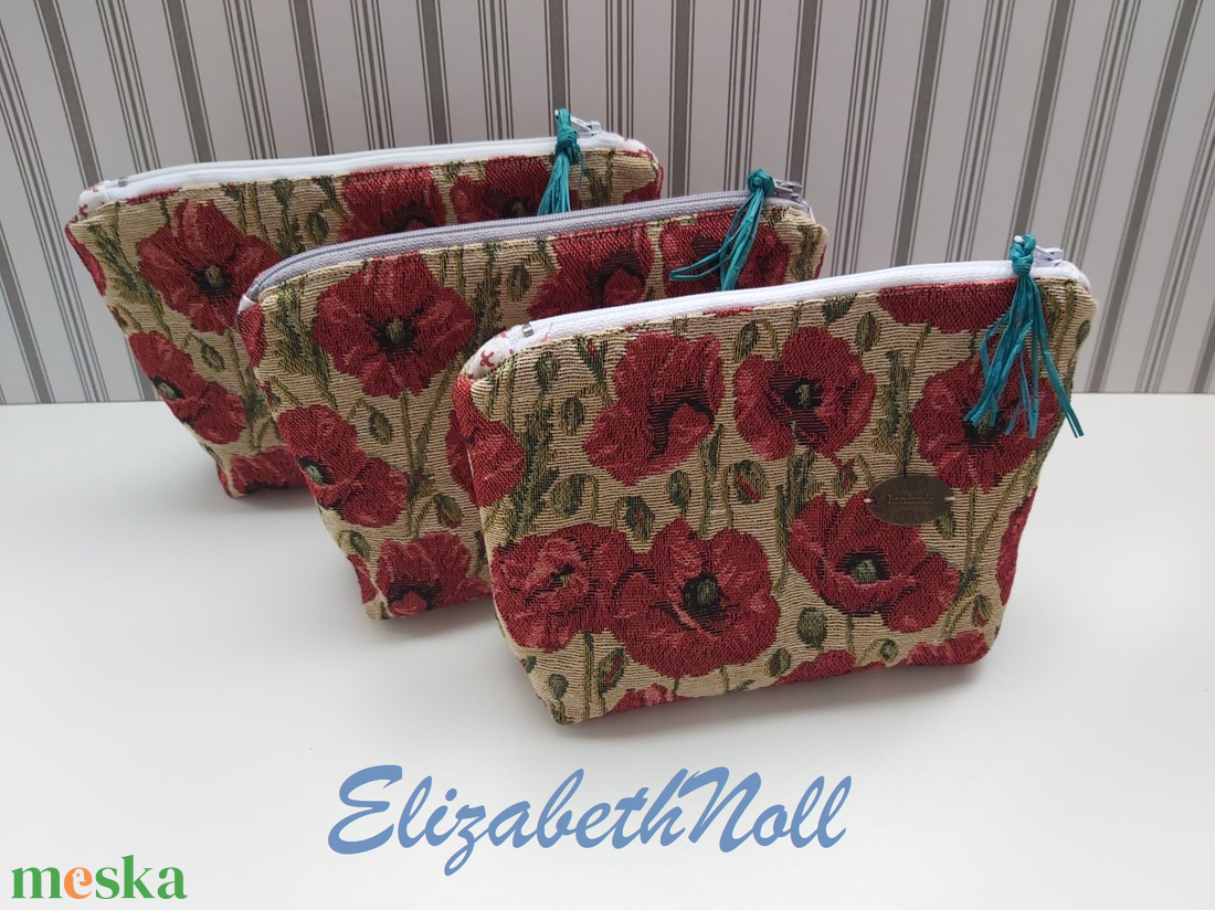 Pipacsos gobelin neszesszer - otthon & életmód - papír, írószer - tolltartó & ceruzatekercs - Meska.hu