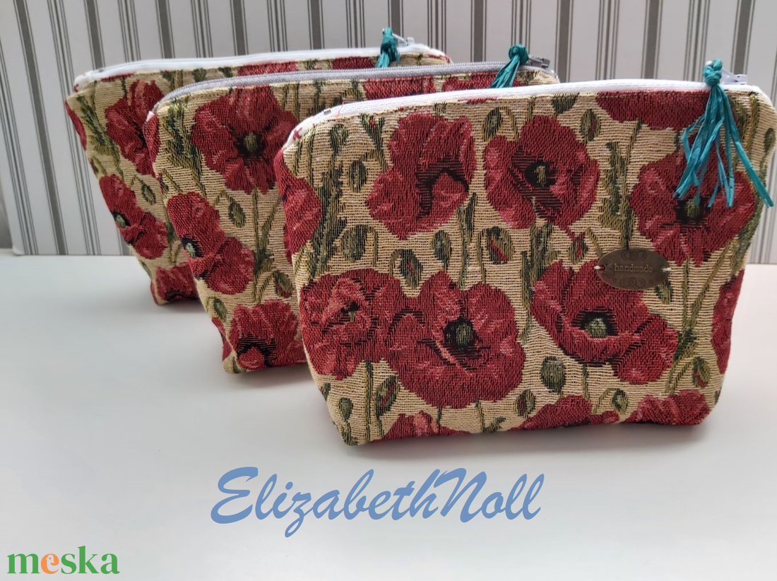 Pipacsos gobelin neszesszer - otthon & életmód - papír, írószer - tolltartó & ceruzatekercs - Meska.hu