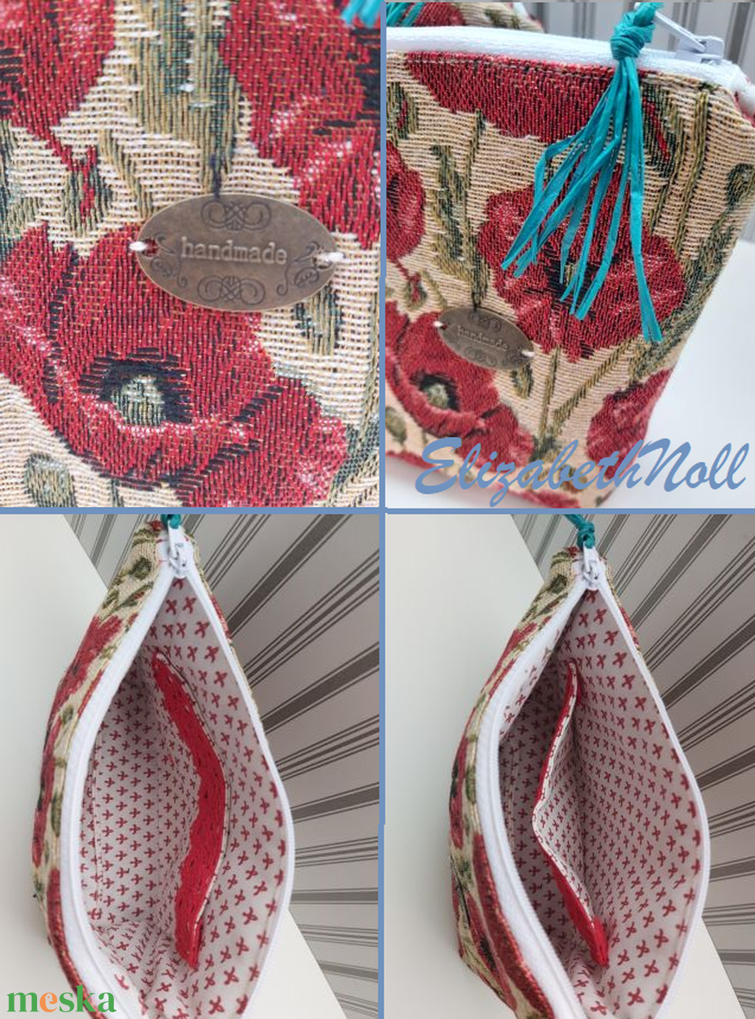 Pipacsos gobelin neszesszer - otthon & életmód - papír, írószer - tolltartó & ceruzatekercs - Meska.hu