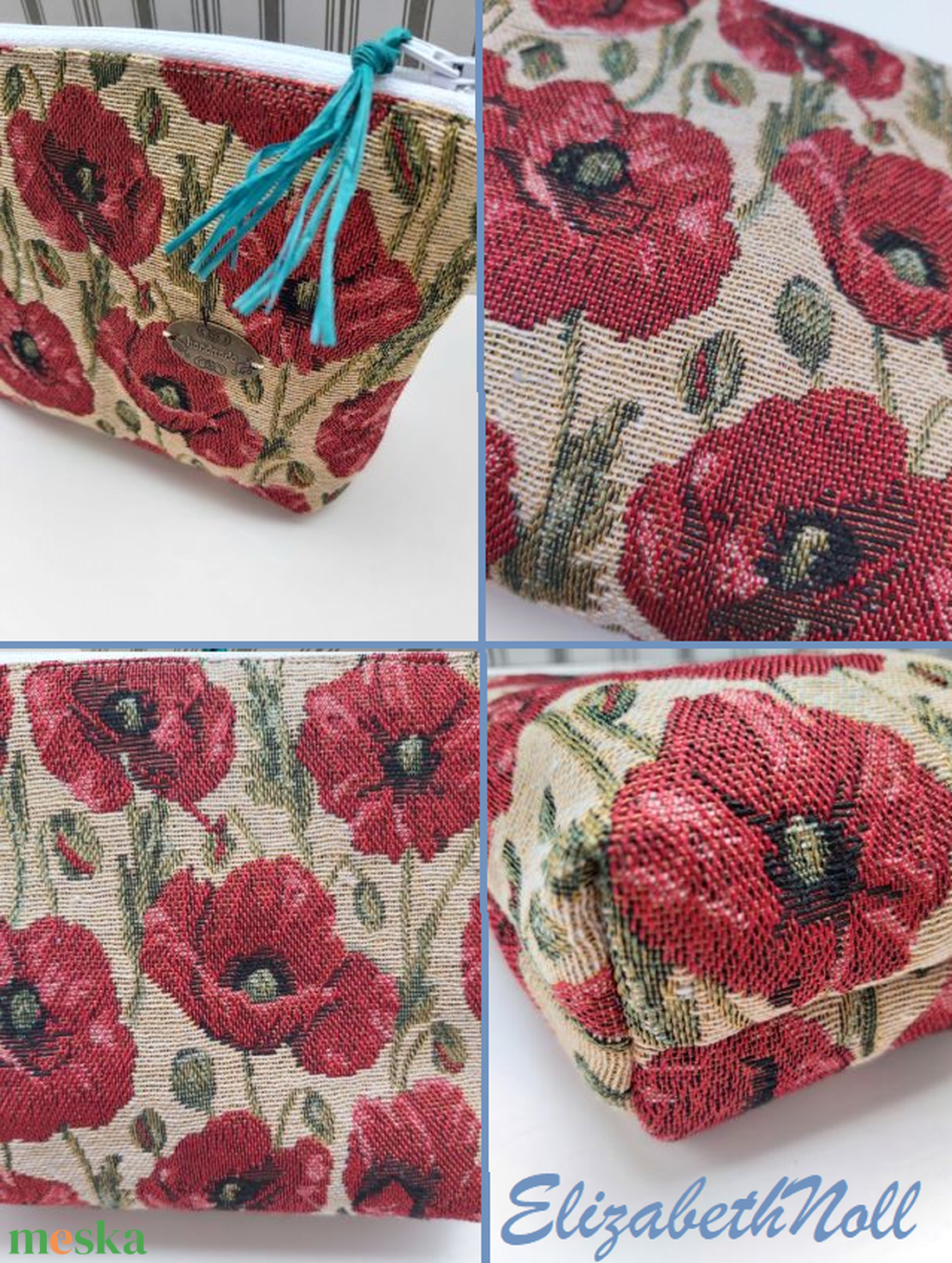 Pipacsos gobelin neszesszer - otthon & életmód - papír, írószer - tolltartó & ceruzatekercs - Meska.hu