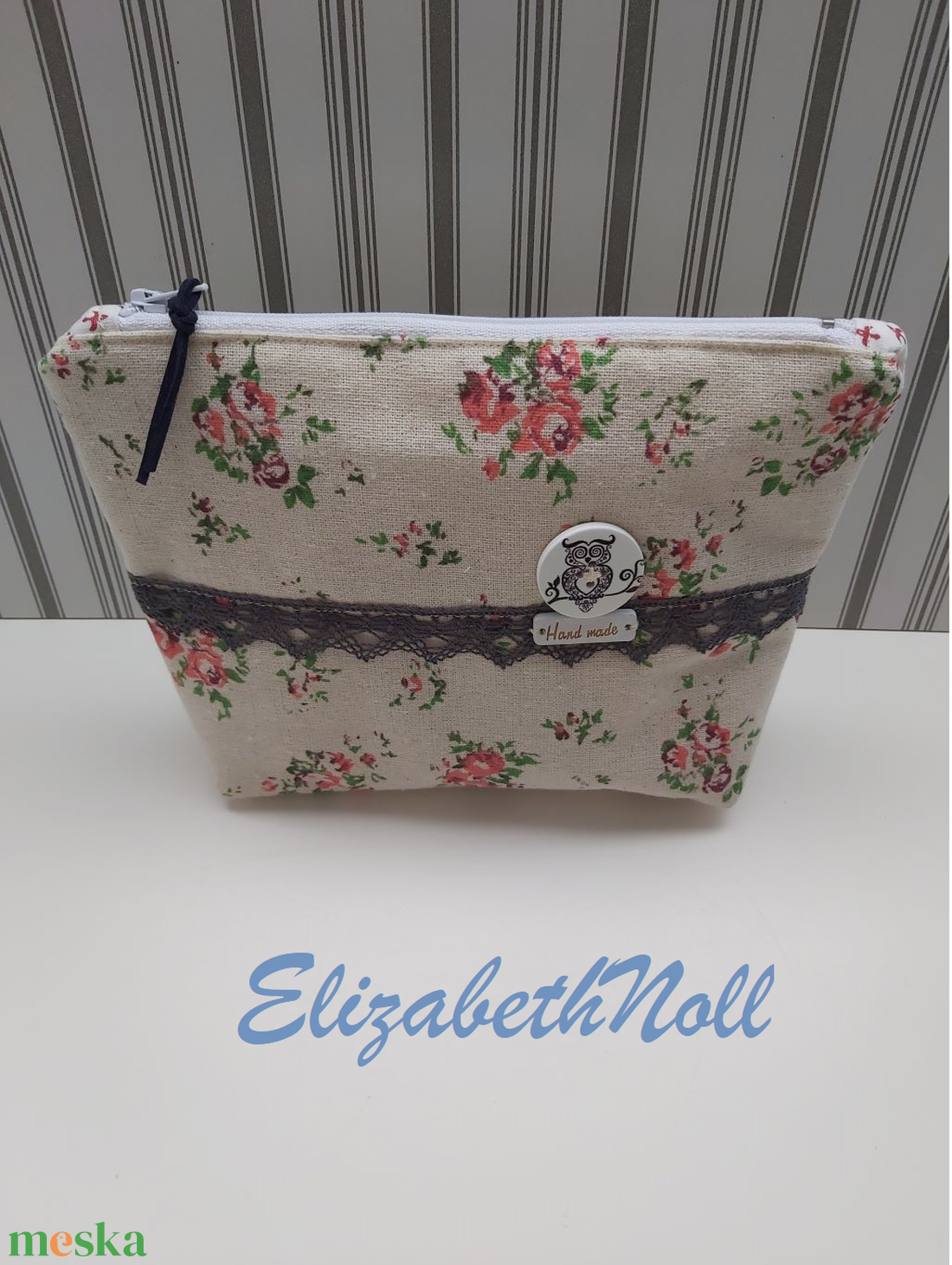 Virágos neszesszer bagollyal - otthon & életmód - papír, írószer - tolltartó & ceruzatekercs - Meska.hu