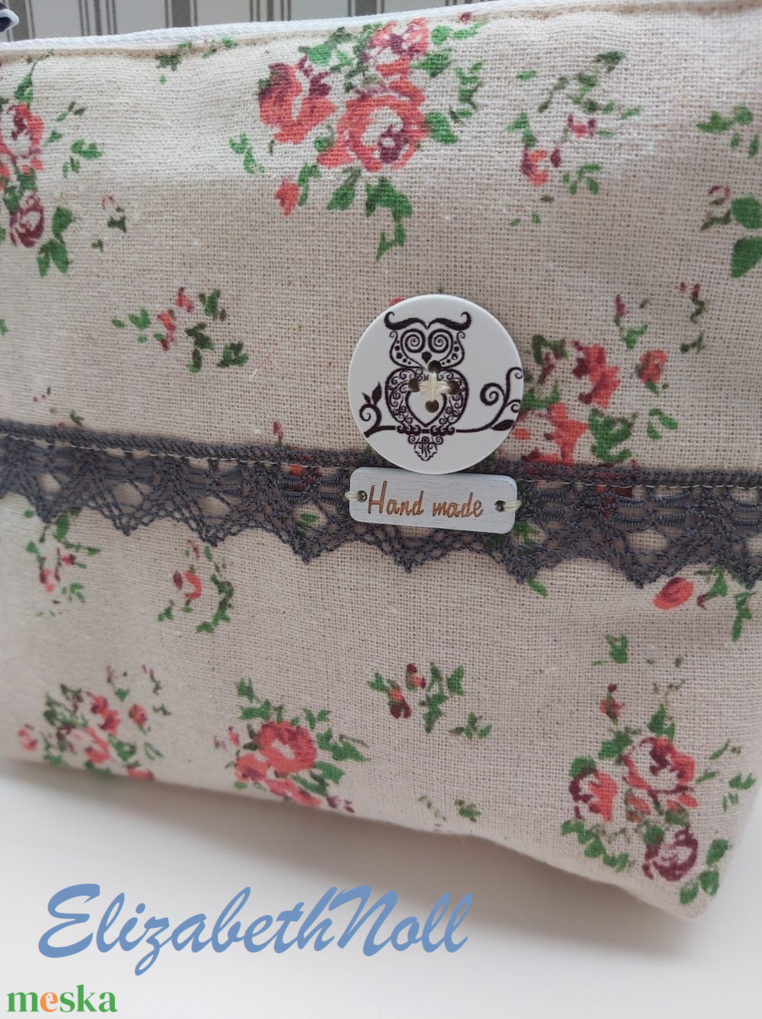 Virágos neszesszer bagollyal - otthon & életmód - papír, írószer - tolltartó & ceruzatekercs - Meska.hu