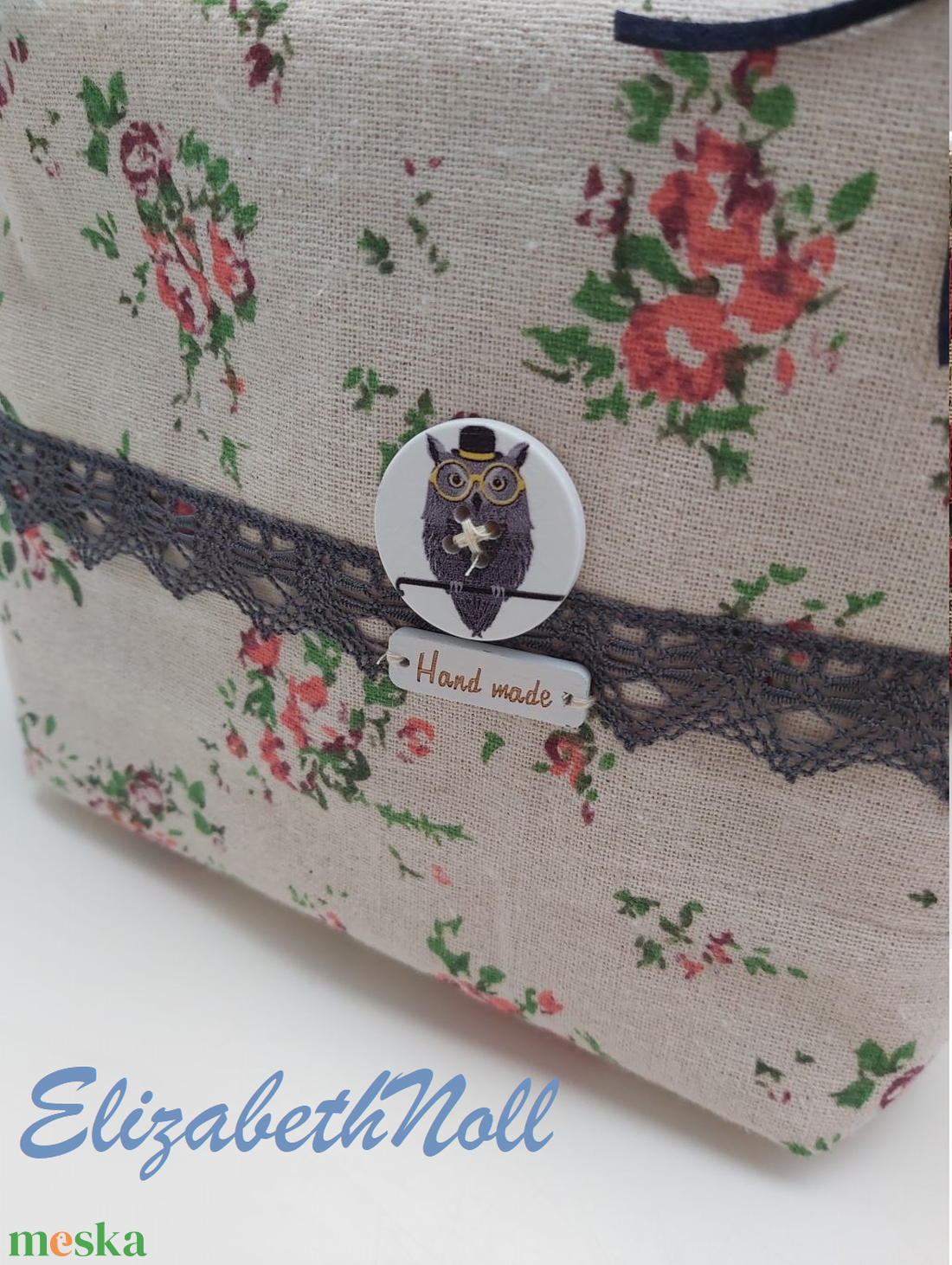 Virágos neszesszer bagollyal - otthon & életmód - papír, írószer - tolltartó & ceruzatekercs - Meska.hu