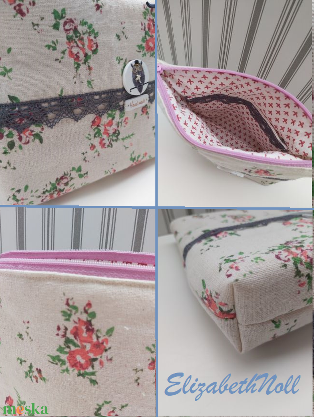 Virágos neszesszer bagollyal - otthon & életmód - papír, írószer - tolltartó & ceruzatekercs - Meska.hu