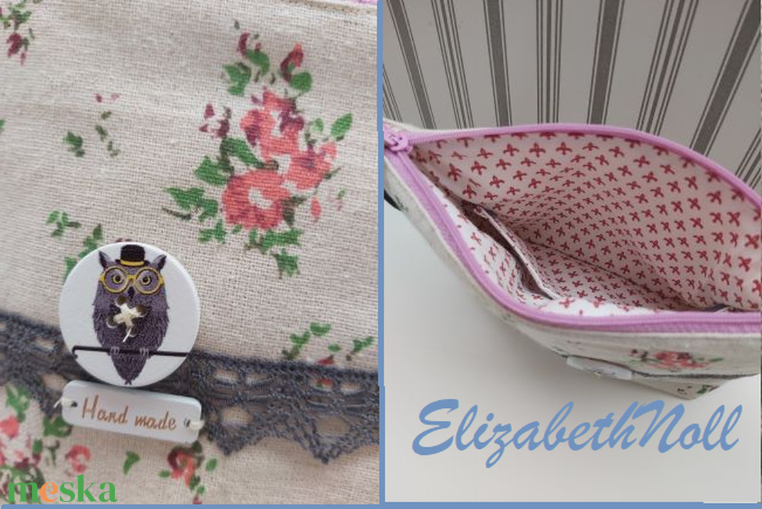 Virágos neszesszer bagollyal - otthon & életmód - papír, írószer - tolltartó & ceruzatekercs - Meska.hu