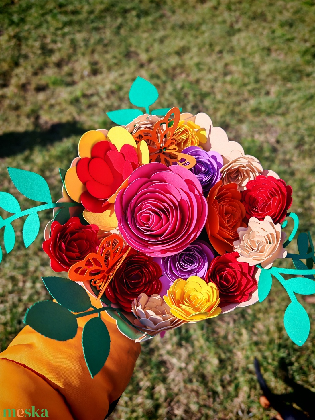 Papír virágcsokor  - otthon & életmód - virágdekoráció - virágdíszek - asztali virágdísz - Meska.hu