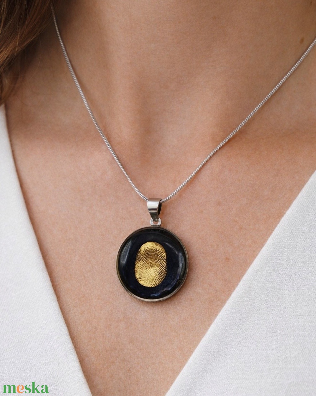 Egyetlen Érintés-ujjlenyomat medál - ékszer - nyaklánc - medálos nyaklánc - Meska.hu