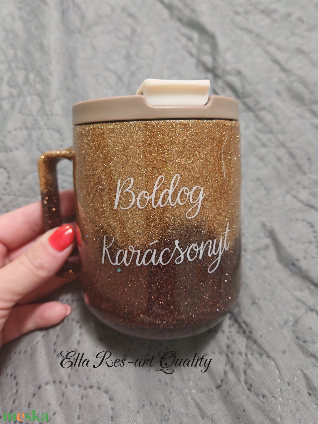 Barna-arany csillogó bögre - otthon & életmód - konyhafelszerelés, tálalás - tálalás - bögre & csésze - Meska.hu