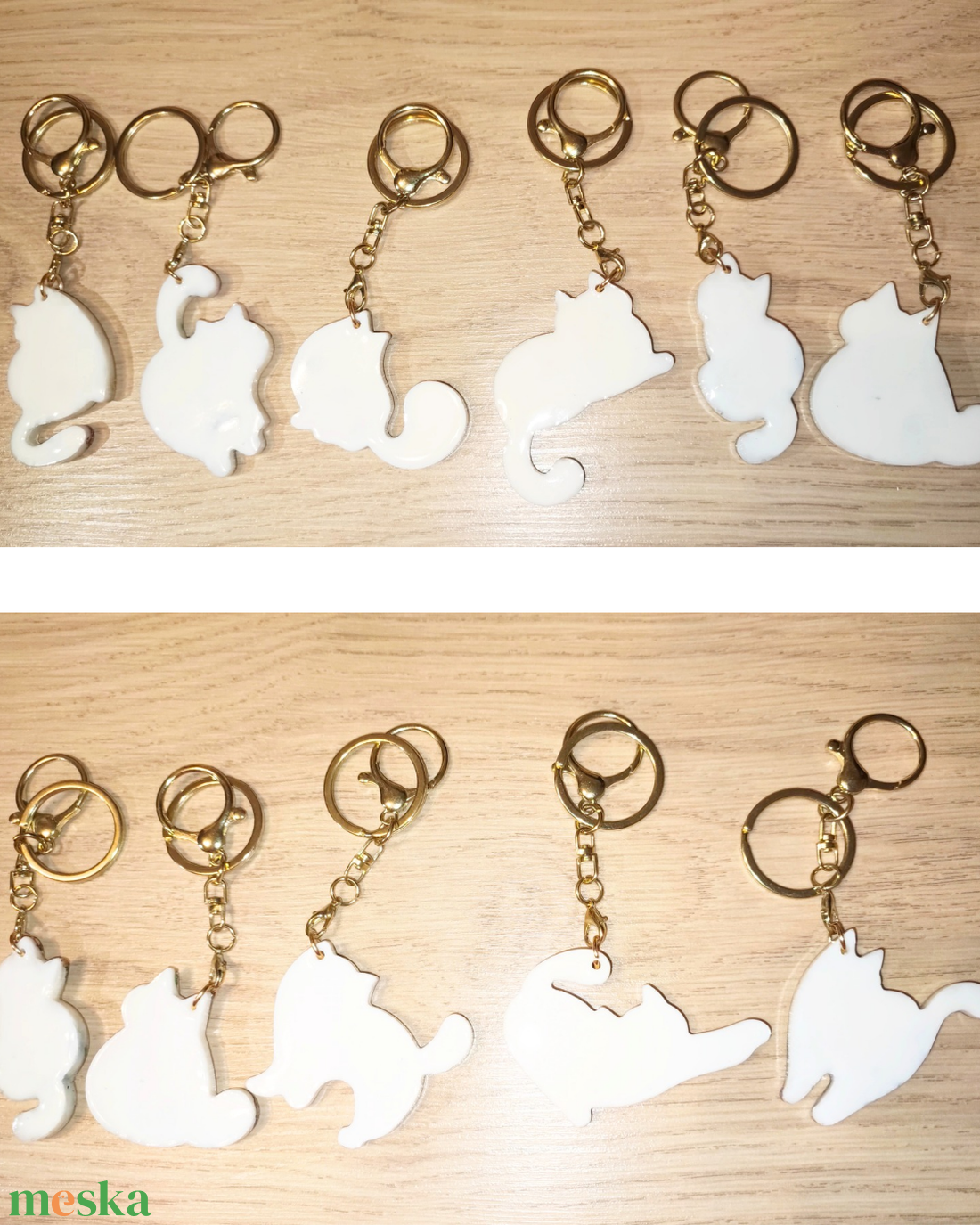 Kulcstartó Macska epoxigyantából, szárított virágokkal. 1 darab költsége.  - táska & tok - kulcstartó & táskadísz - táskadísz - Meska.hu