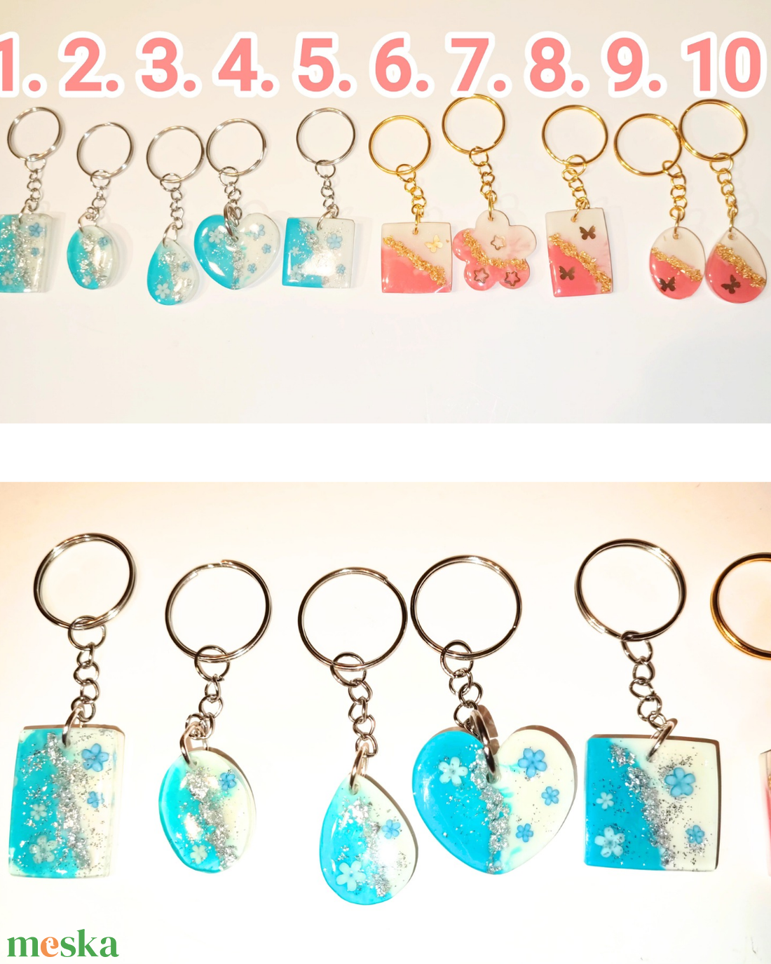 Kulcstartó epoxigyantából rózsaszín és kék színben. Költség 1 darab termékre  - táska & tok - kulcstartó & táskadísz - táskadísz - Meska.hu