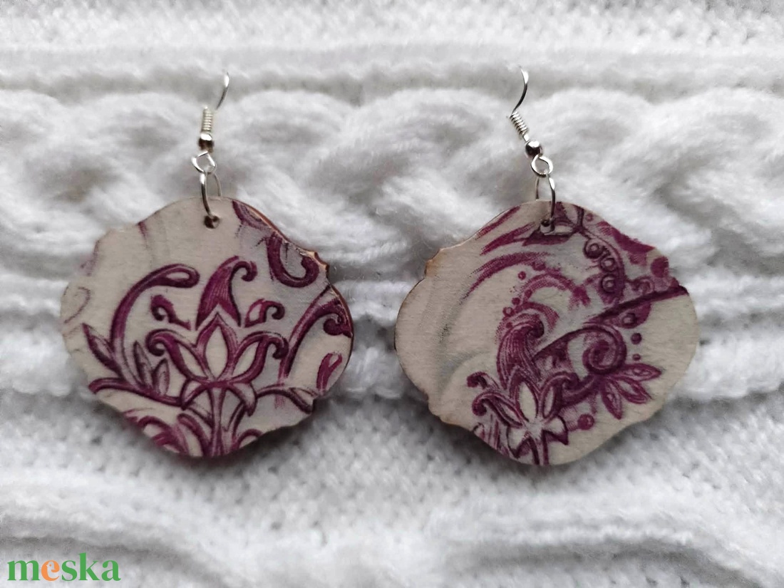 Lila ornamentika sáltű és fülbevaló szett - ékszer - ékszerszett - Meska.hu