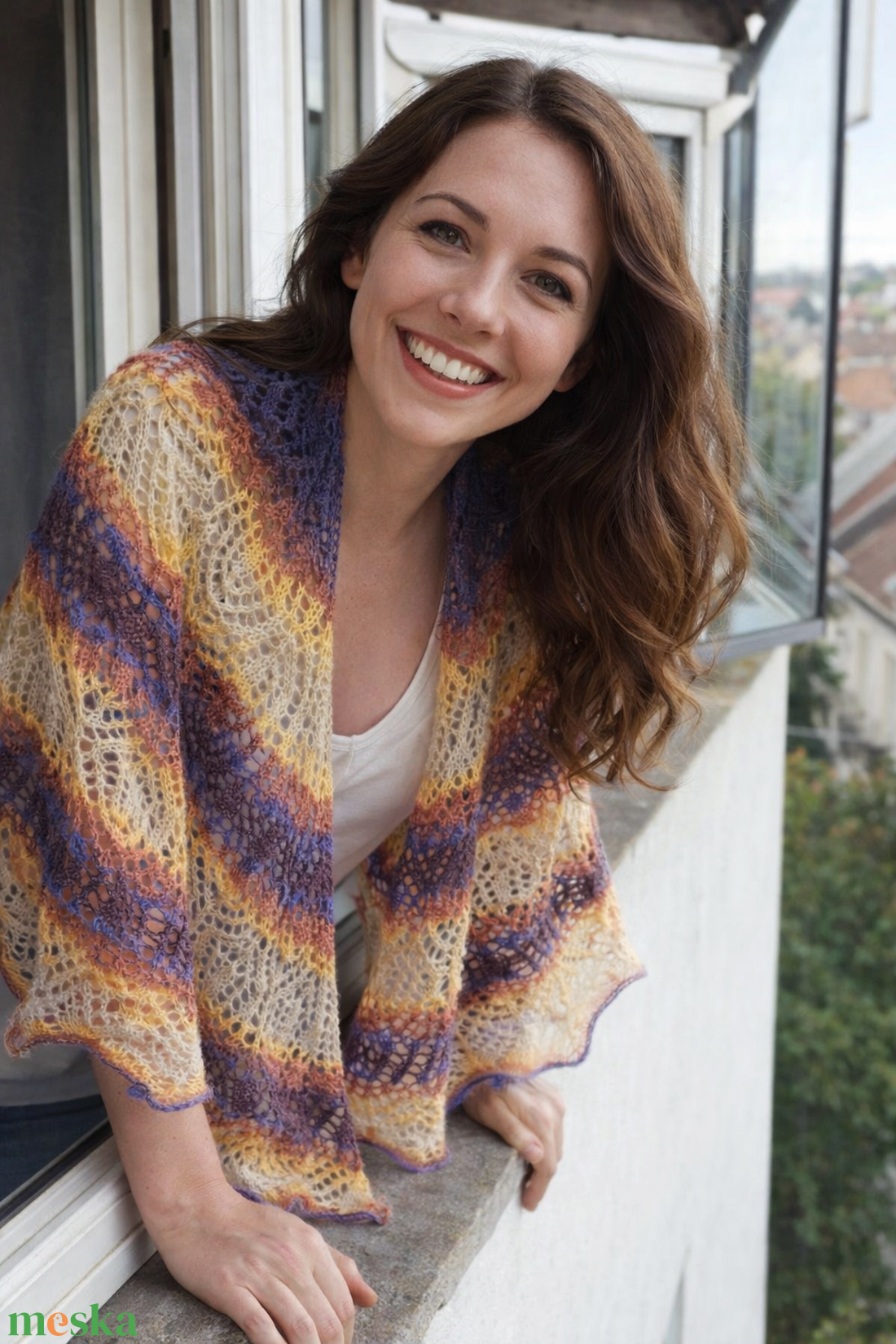 Grand Canyon - Kézzel kötött csipke vállkendő - ruha & divat - sál, sapka, kendő - vállkendő - Meska.hu