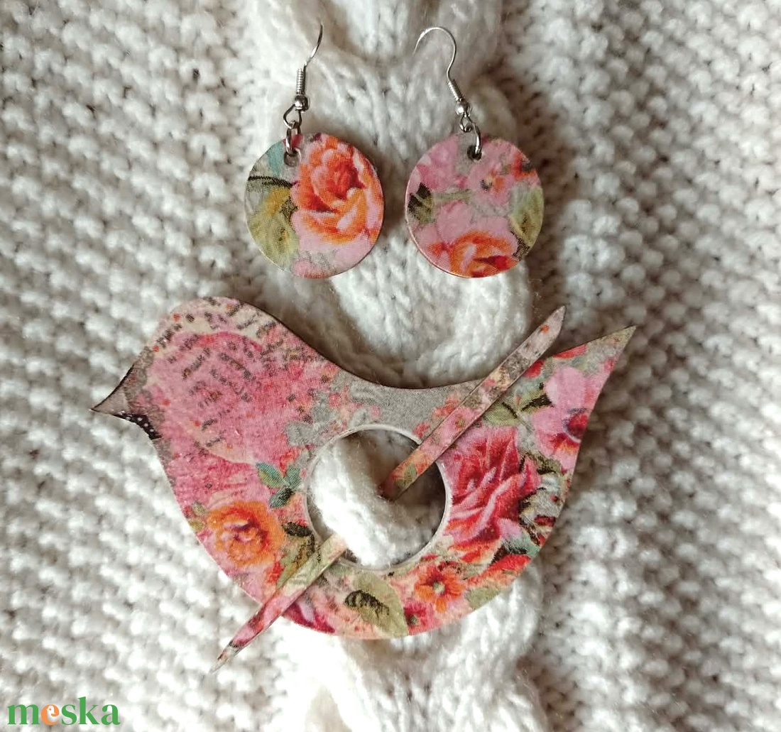 Romantikus sáltű + fülbevaló szett - ékszer - ékszerszett - Meska.hu