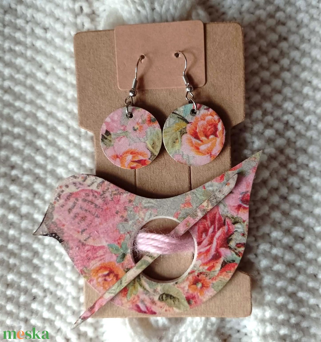 Romantikus sáltű + fülbevaló szett - ékszer - ékszerszett - Meska.hu