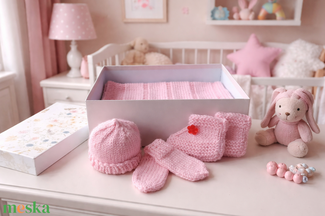 Kézzel kötött babaszett - baba - mama - babalátogató ajándékcsomag - Meska.hu