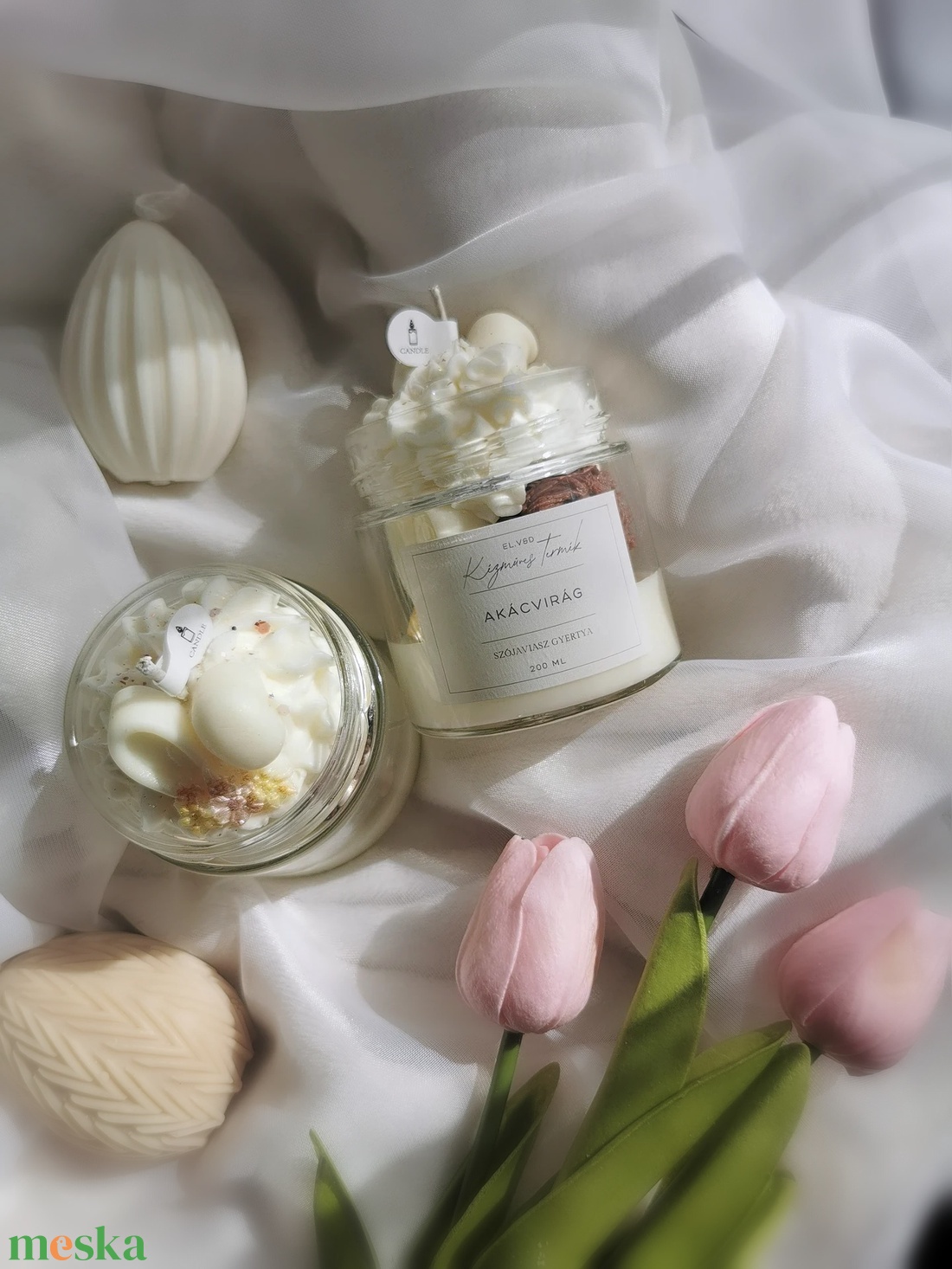 Akácvirág illatú szójaviasz gyertya  - otthon & életmód - gyertya, illat, aroma - gyertya - Meska.hu