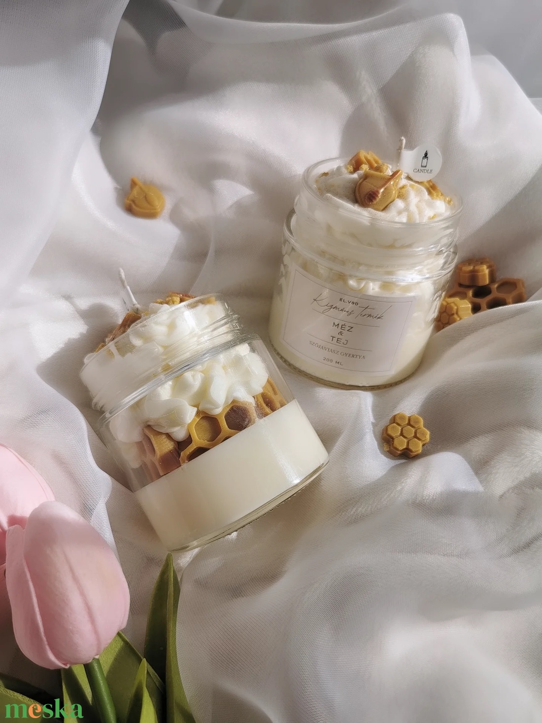 Méz és tej illatú illatgyertya  - otthon & életmód - gyertya, illat, aroma - gyertya - Meska.hu