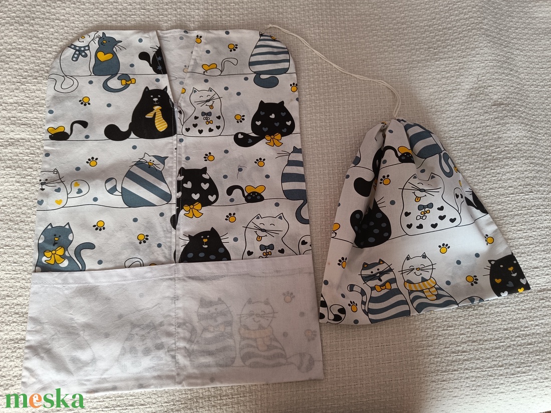 Cica mintás ovis zsák szett  - játék & sport - ovis felszerelés - ovis zsák - Meska.hu