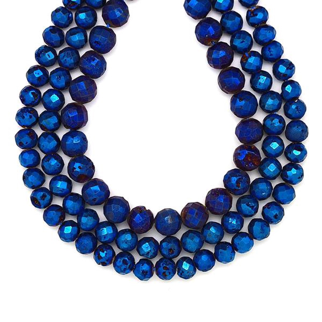 Achát geódás fazettált sötét kék aura golyó A 10mm  ékszerkészítő alapanyag (füzér) - kellékek & szerszámok - ásvány alapanyag - ásványfüzér - Meska.hu