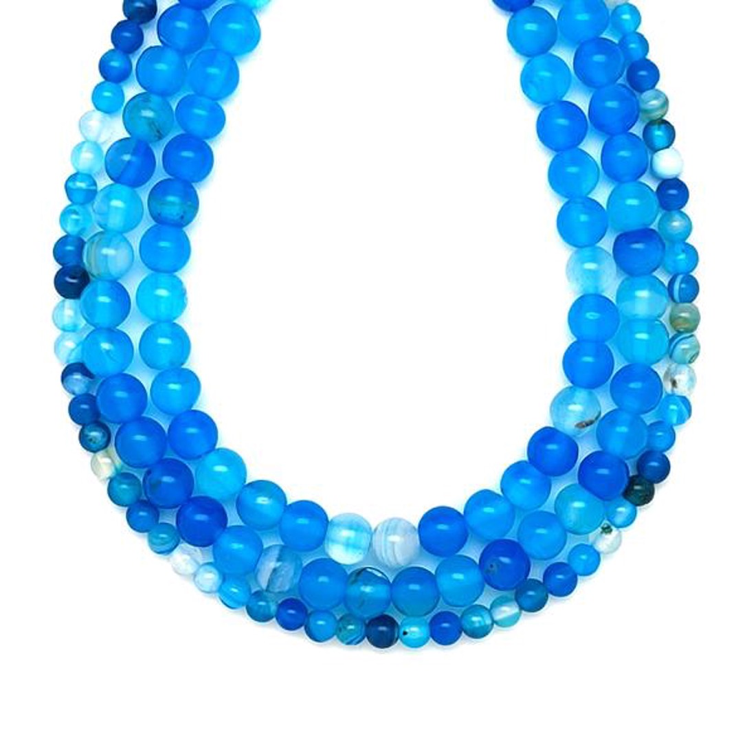 Achát golyó világoskék sávos szinezett 6mm  ékszerkészítő alapanyag (füzér) - kellékek & szerszámok - ásvány alapanyag - ásványfüzér - Meska.hu