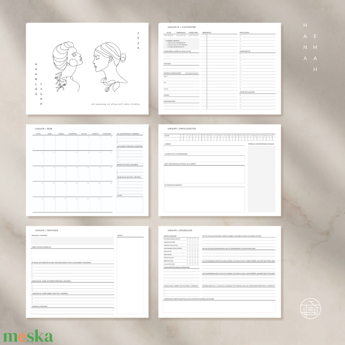 Határidőnapló csomag 2026 - reMarkable, iPad és nyomtatható változat - otthon & életmód - papír, írószer - naptár & tervező - Meska.hu