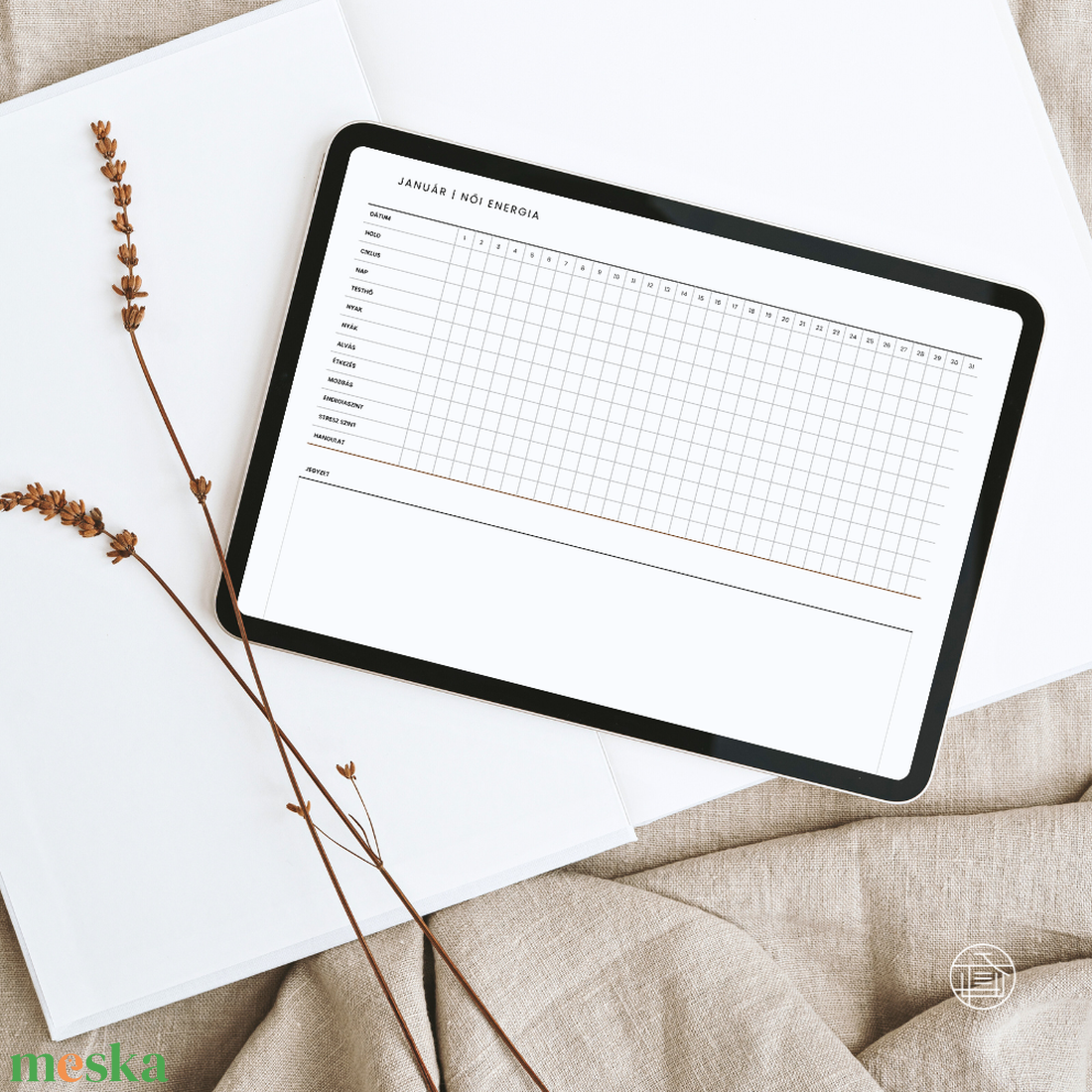 Női energia menedzsment tervező 2026 - reMarkable, iPad és nyomtatható változat - otthon & életmód - papír, írószer - naptár & tervező - Meska.hu