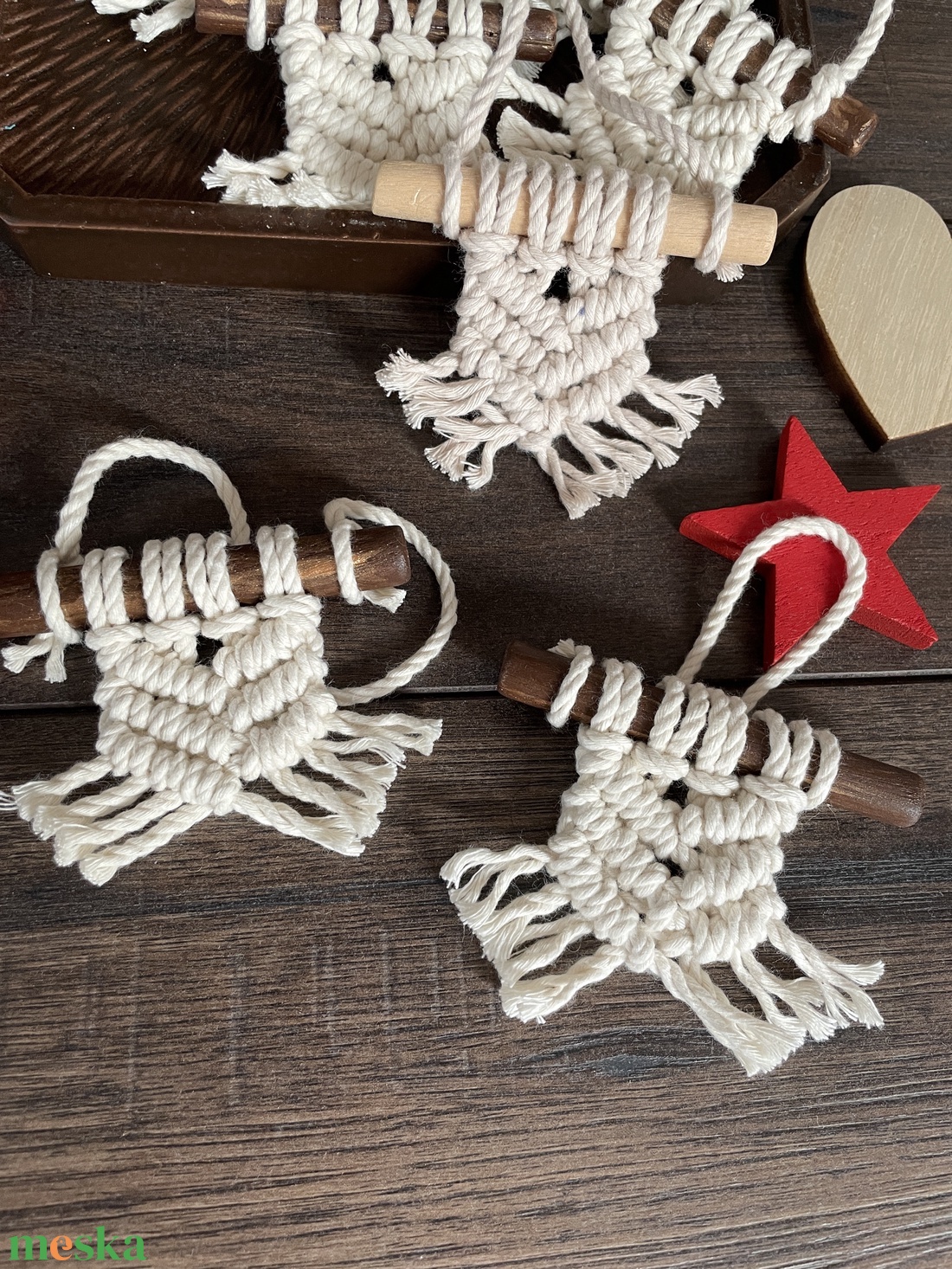 Makramé karácsonyfa dísz - karácsony - karácsonyi lakásdekoráció - karácsonyi lakásdíszek - Meska.hu