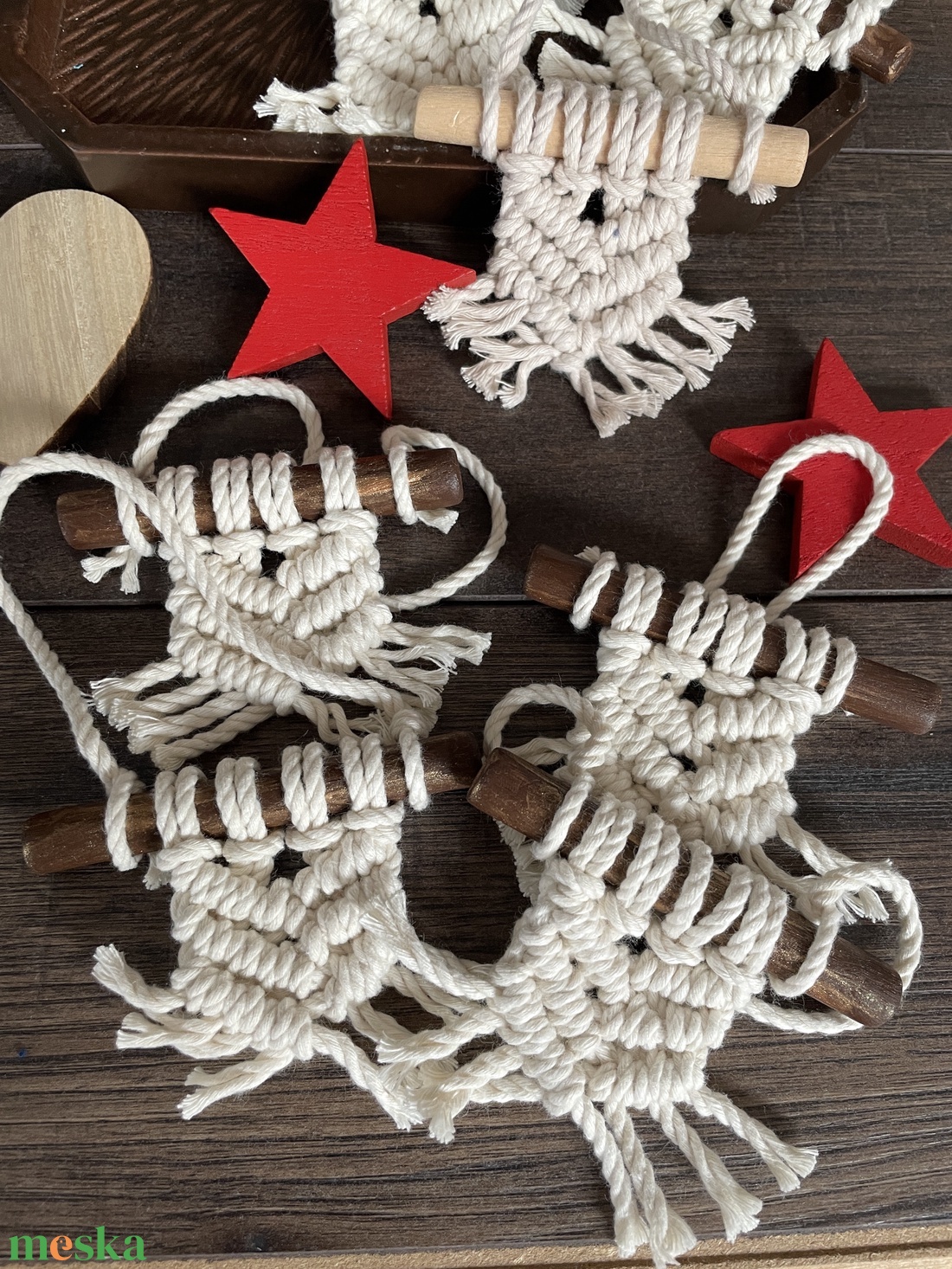 Makramé karácsonyfa dísz - karácsony - karácsonyi lakásdekoráció - karácsonyi lakásdíszek - Meska.hu