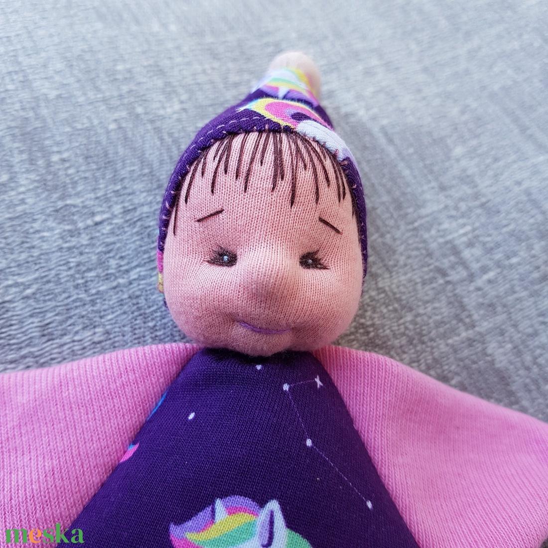 Kiscsillag, unikornisos rózsaszín-lila textilbaba, alvóka, hurcibaba, rongybaba - játék & sport - Meska.hu