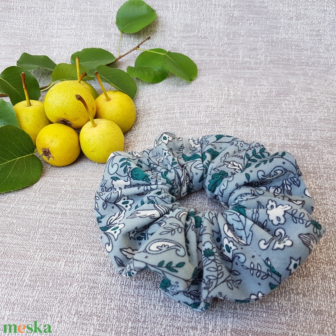 Boginak - Textil hajgumi, scrunchie - menta - kb. 12-13 cm - ruha & divat - hajdísz & hajcsat - hajgumi - Meska.hu