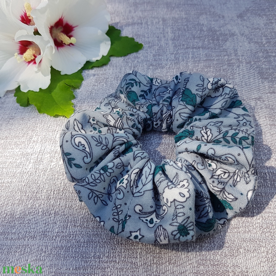 Boginak - Textil hajgumi, scrunchie - menta - kb. 12-13 cm - ruha & divat - hajdísz & hajcsat - hajgumi - Meska.hu
