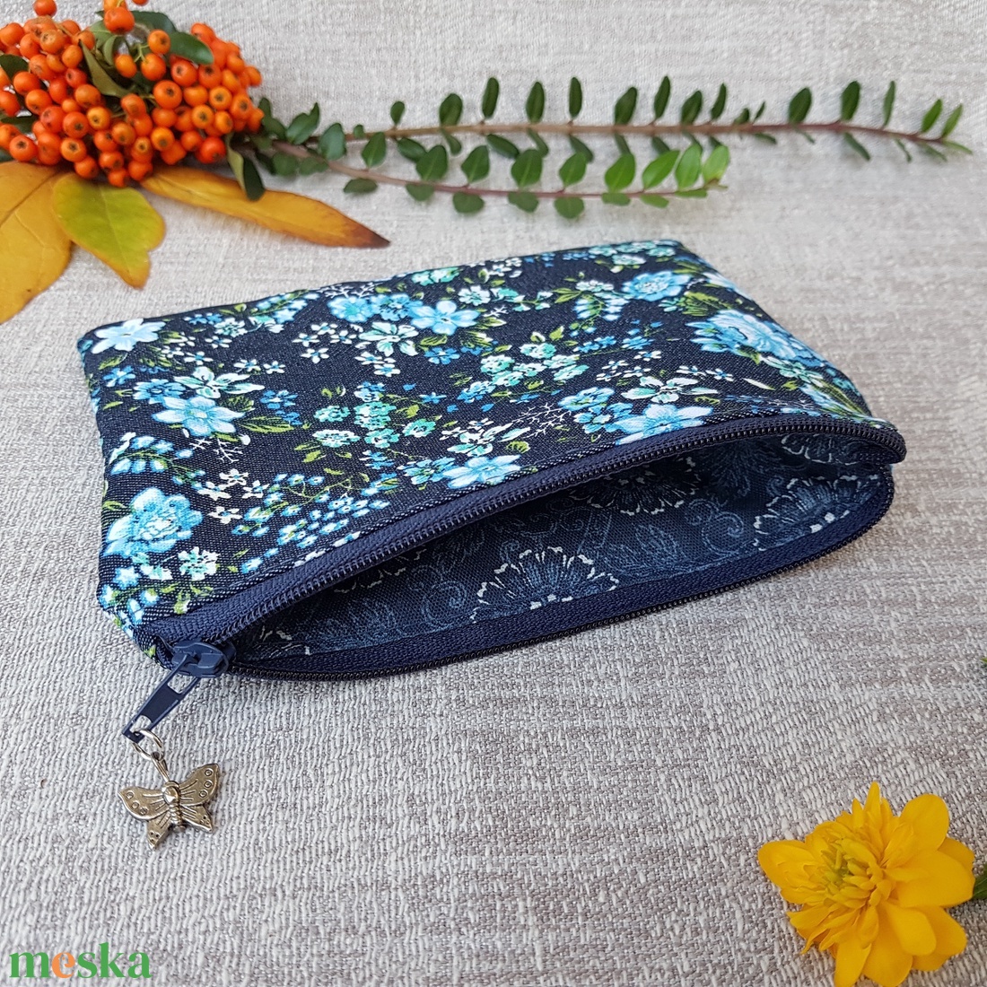 Virágos farmer neszesszer, zsebkendőtartó, bármitartó - táska & tok - neszesszer - Meska.hu