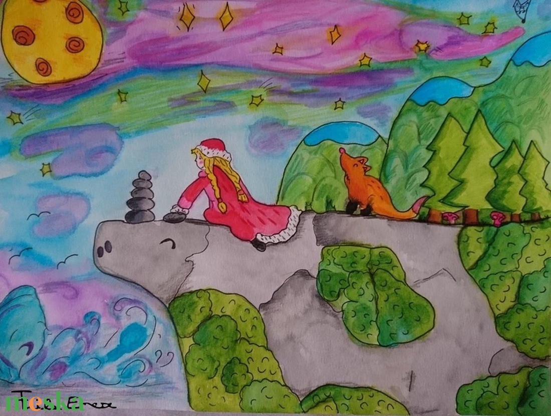 Északi fény fantázia festmény eladó! - művészet - grafika & illusztráció - művészi nyomat - Meska.hu