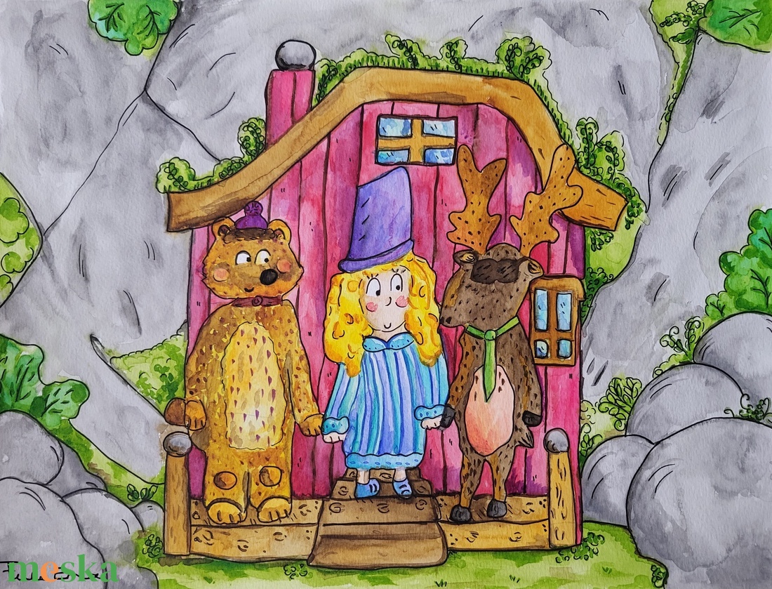 Erdei találkozó festmény eladó! - művészet - grafika & illusztráció - művészi nyomat - Meska.hu