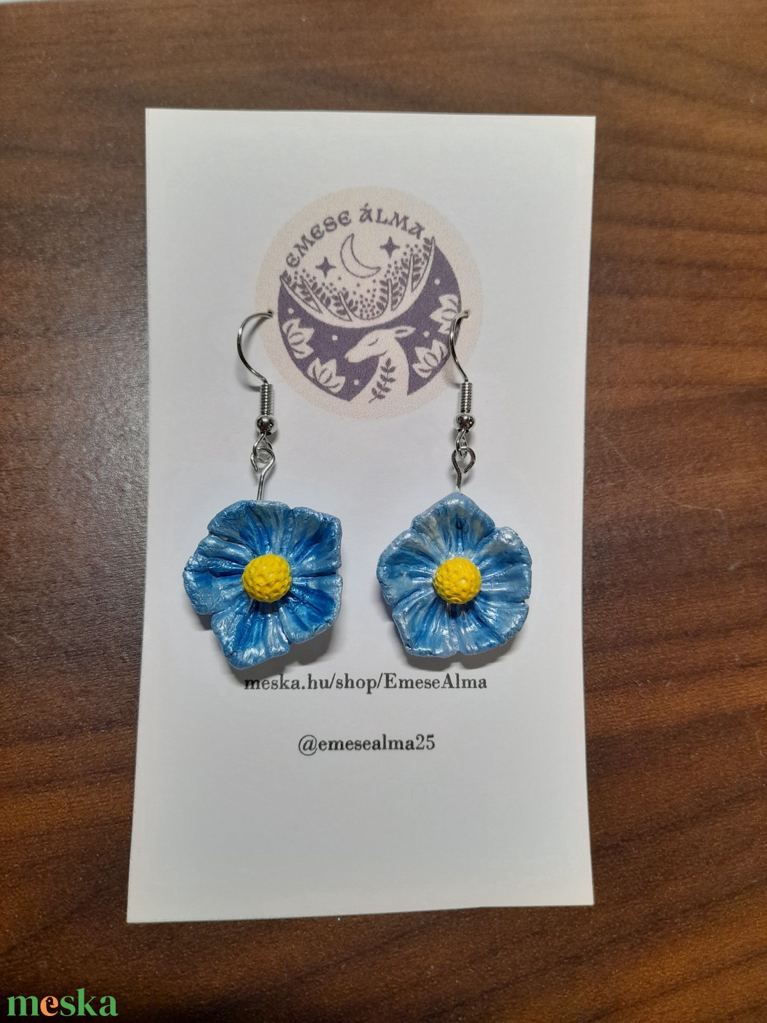 Kék virág fülbevaló - ékszer - fülbevaló - fülékszer - Meska.hu