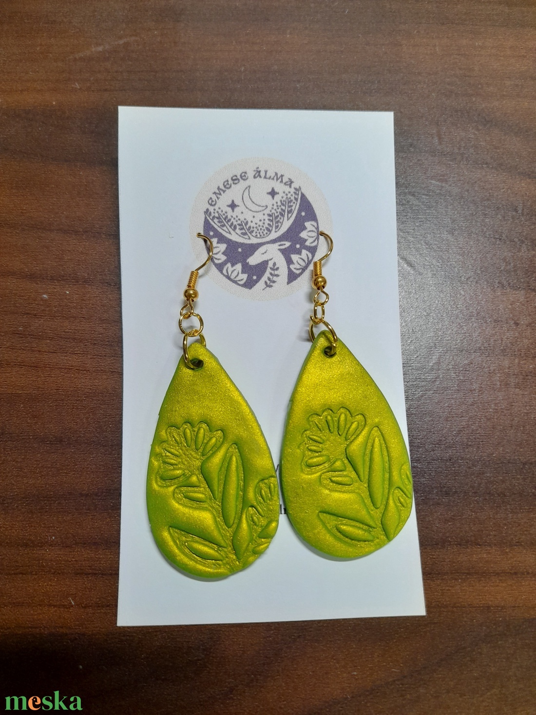 Zöld virágos fülbevaló - ékszer - fülbevaló - fülékszer - Meska.hu