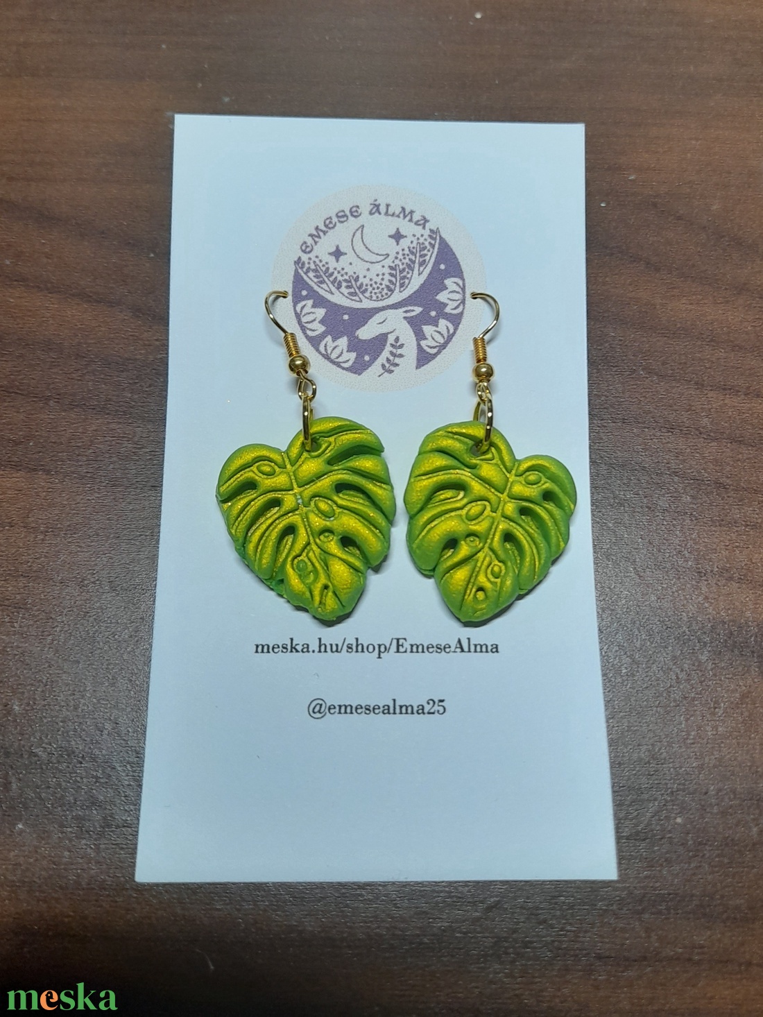 Monstera fülbevaló - ékszer - fülbevaló - fülékszer - Meska.hu