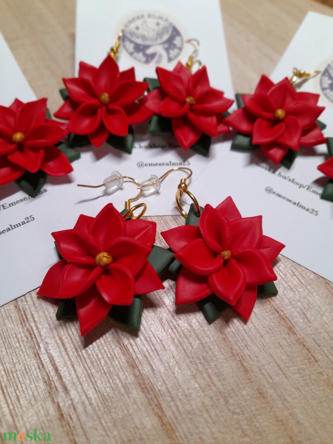 Mikulásvirág fülbevaló - ékszer - fülbevaló - fülékszer - Meska.hu
